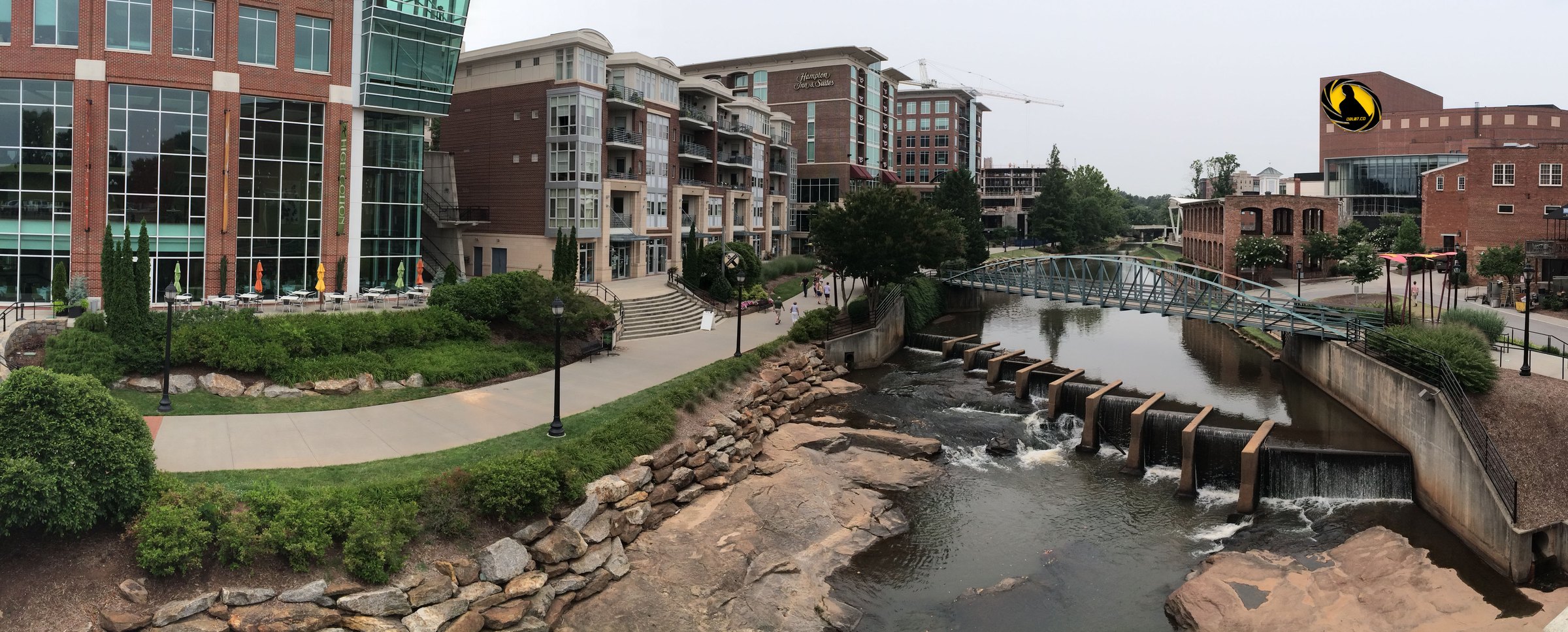 Downtown Greenville Riverwalk panoramic view